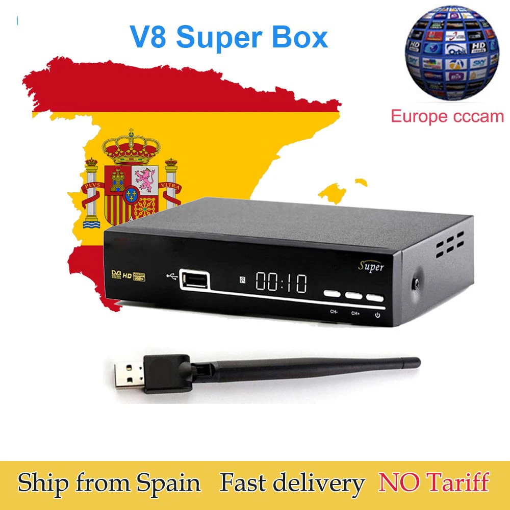

V8 Super with USB WIFI DVB-S/S2 Satellite Receiver HD 1080P Support PowerVu Biss Key Spain/GermanyCccam Newcamd Youtube