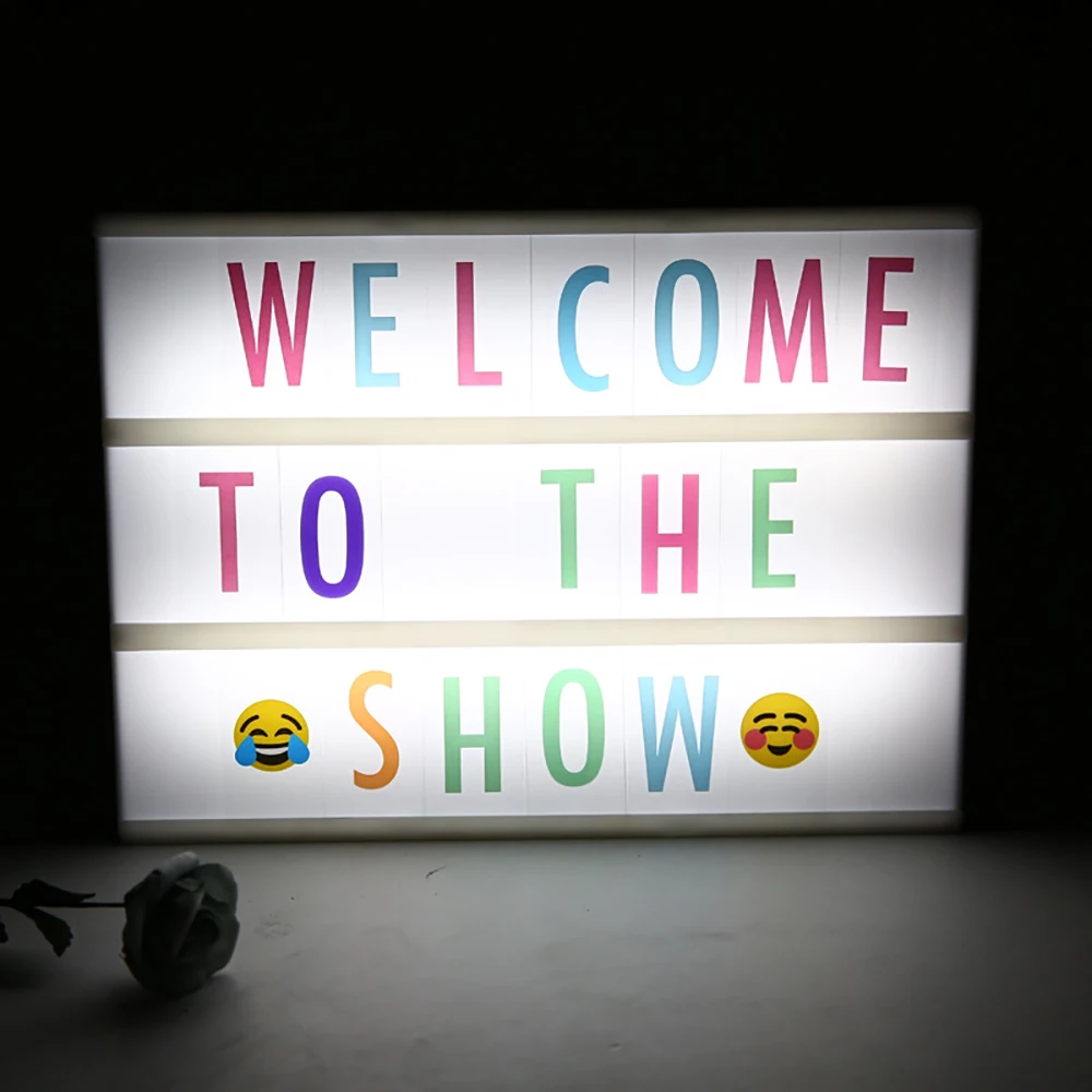 

DIY Light Box with Letters A4 Combination LED Night Night Colors cards Puzzle Table Lamp Luminaria Xmas Decor Lighting USB Port