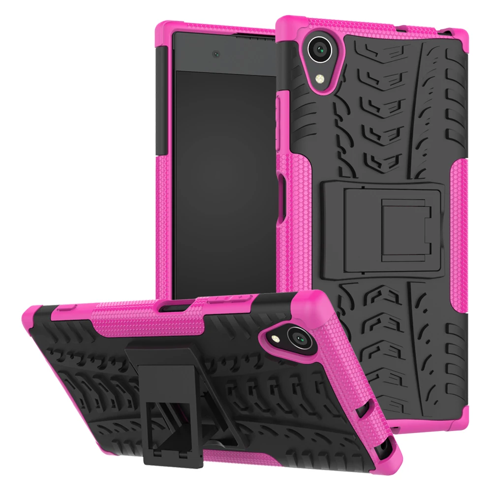 Жесткий защитный силиконовый чехол-держатель для sony Xperia 10 1 L1 L2 L3 XA Ultra XA1 XA2 Plus XZ1 XZ2 XZ3 Compact XZ Premium Ace 8 5 - Цвет: Pink