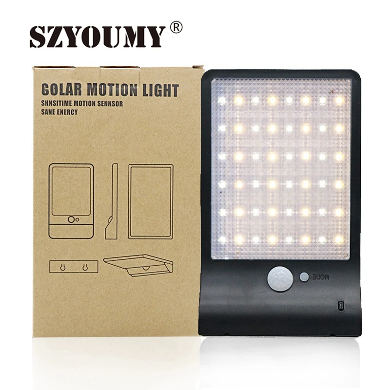 

SZYOUMY Solar Motion Sensor Light 3 Modes Color Adjustable 48 LEDS Outdoor Wall Garden Street Yard Waterproof Lighting Lamp