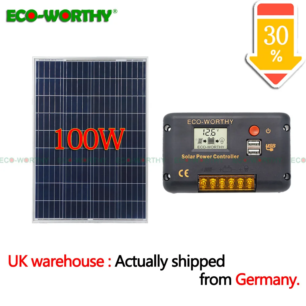 

100W polycrystalline solar power panel with 1 pc 20A CMG solar charger controller for battery charger home solar panel system