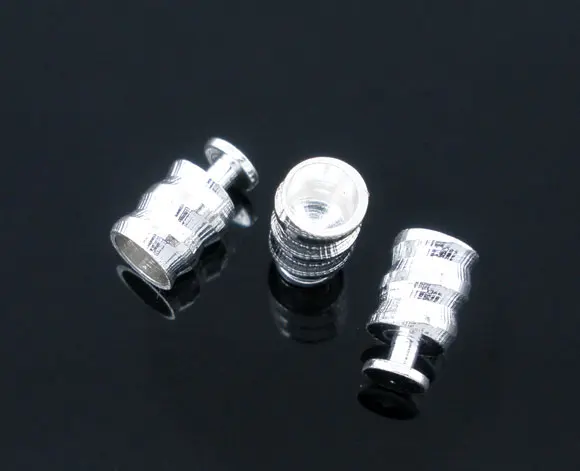 

DoreenBeads 100 Silver color Threaded Snake Chain End Tips Caps 7.2x4.2mm new