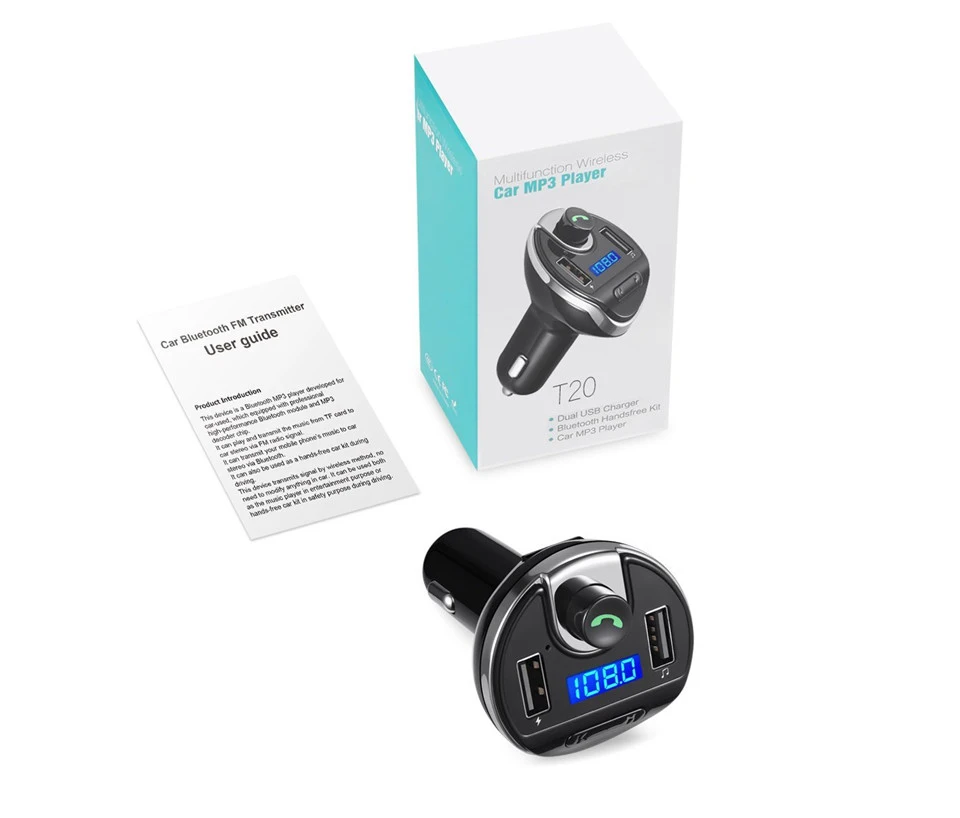 Anlud Bluetooth гарнитура для Авто Hands Free fm-передатчик Беспроводной автомобиля Mp3 музыкальный плеер Dual USB Зарядное устройство громкой связи Bluetooth Car Kit FM-трансмиттер