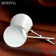 High Quality Real 925 Sterling Silver Fashion Jewelry Round White 8mm Cat's Eye Stone Stud Earrings For Women Jewelry lotus fun moment real 925 sterling silver natural blue stone fashion jewelry cute hollow out honeybee dangle earrings for women