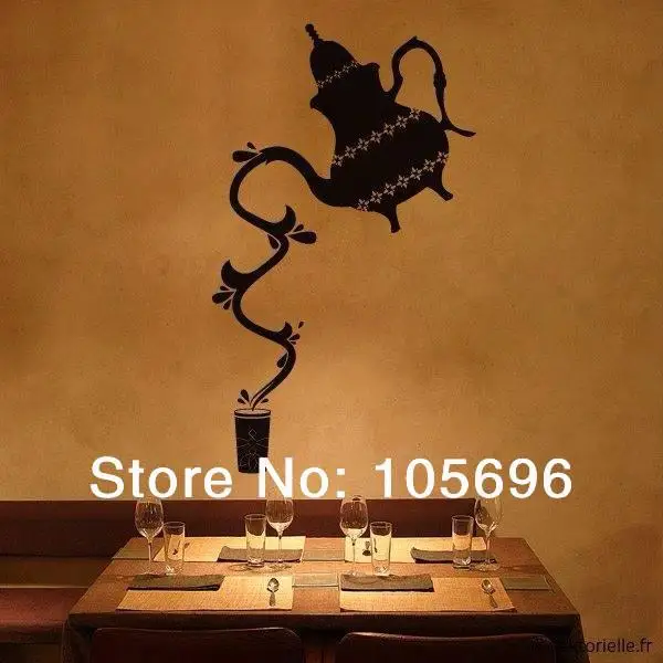 customized fashion Teapot decal wall sticker home decor art islam decoration wallpaper FR36 33*55cm