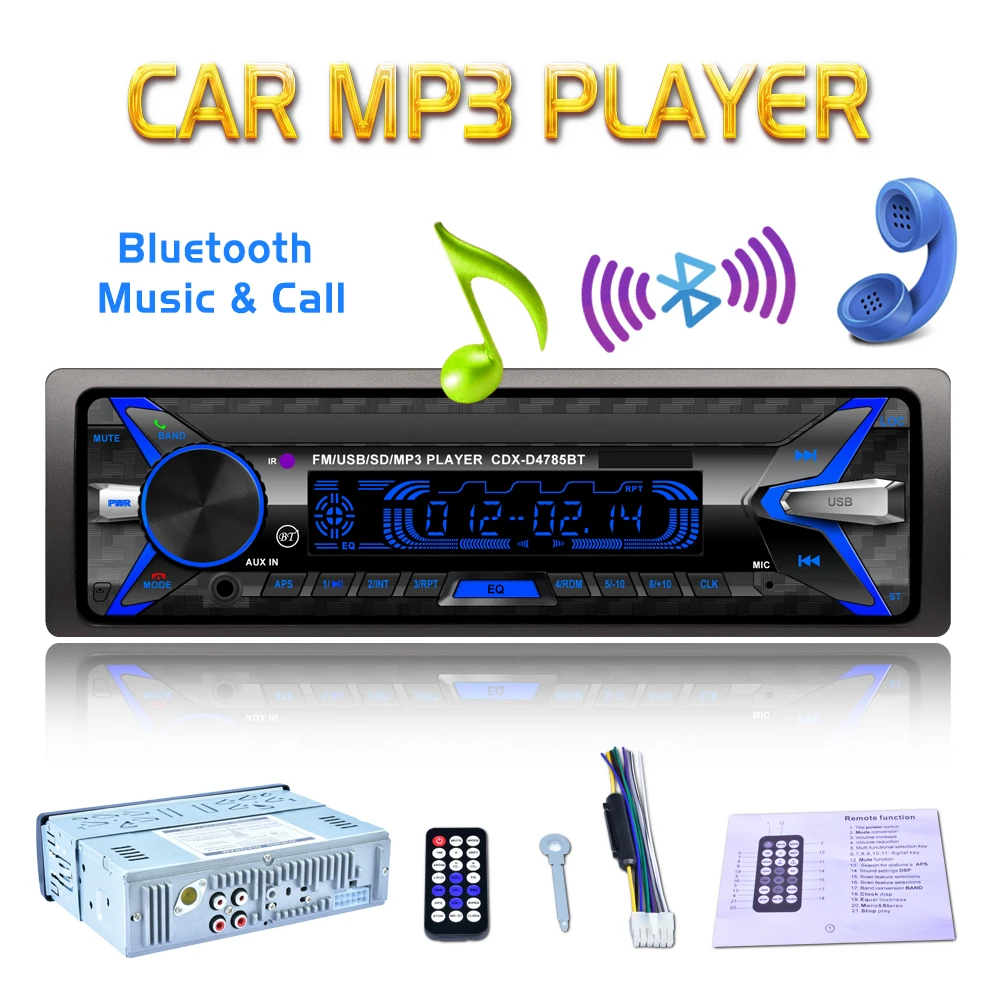 Bluetooth Съемная панель Авторадио Bluetooth автомобильное радио FM RDS стерео аудио плеер USB SD ISO 7 цветов освещение