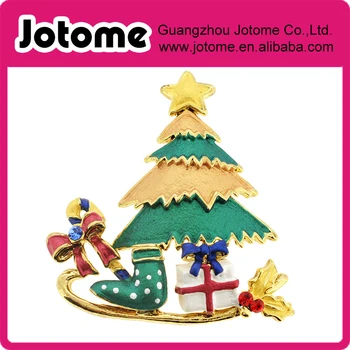 

Christmas Sleigh & Tree Pin Brooch 1.75 x 1.75 inches