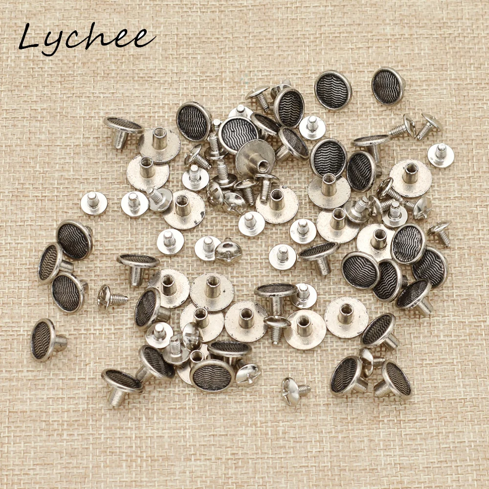 Lychee 50 Sets Vintage Wave Rivets Screws Metal Studs Leather Craft DIY Garment Bag Decor Buttons Accessories | Дом и сад