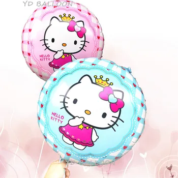

Lucky 20pcs/lot 45*45cm Round Cartoon Cat KT Balloon Hello Kitty Foil Helium Balloons For Birthday Party Supplies Decoration Toy