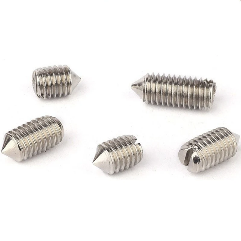 100PCS M1.6 304 Stainless Steel Metric Thread Cone Point Slotted Set