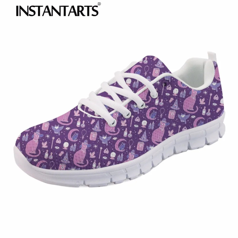 INSTANTARTS 3D Mystical Cats Print Women Casual Air Mesh Shoes Fashion