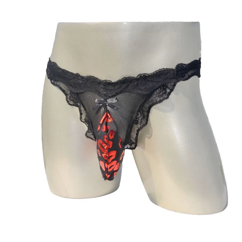 

Men's Underwear Lace U Convex Pouch Sexy Men Thongs G String See Through Mens Panties Transparent Erotic Lingerie for Men