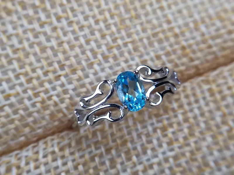 [MeiBaPJ] 925 пробы Серебряное инкрустированное натуральным Лондонский Голубой топаз камень Открытое кольцо для женщин