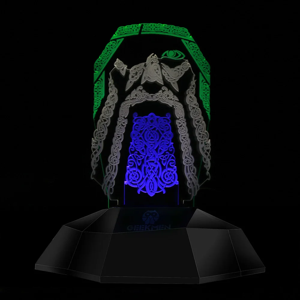 Викинг один символ 3D линейный светильник Odin скандинавский лампа с оптической