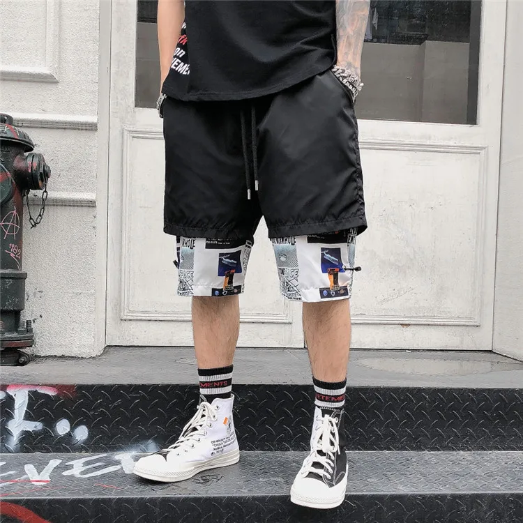 Летние мужские шорты-карго в стиле хип-хоп Харадзюку, шорты для бега, облегающие шорты до колен, уличная одежда в стиле хип-хоп, пляжные шорты для отдыха