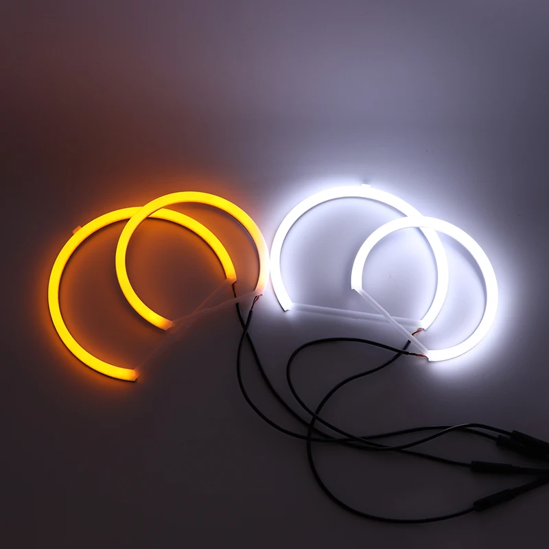  for BMW E53 X5 1999-2006 White & Amber Dual color Cotton LED Angel eyes kit halo ring DRL Turn sign - 32934843848