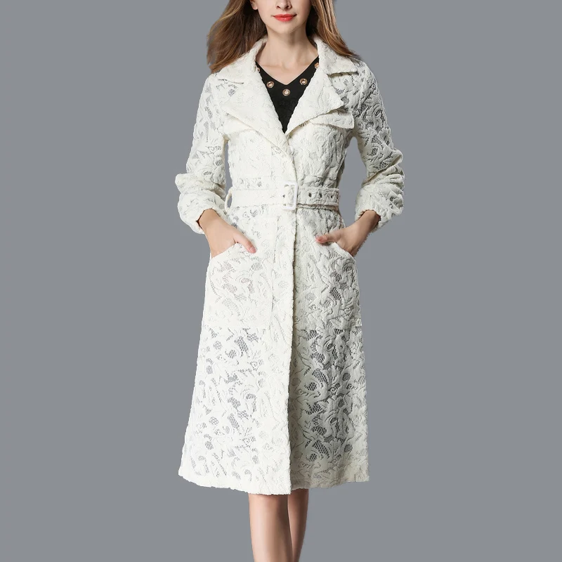 price cut  2018 autumn and winter new lace lapel coat long-sleeved jacket European and American fashion temper