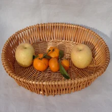 DIY круглая Овальная корзина для хранения из ротанга ручной работы, органайзер для фруктов, овощей, еды, пикника, поднос для домашнего декора