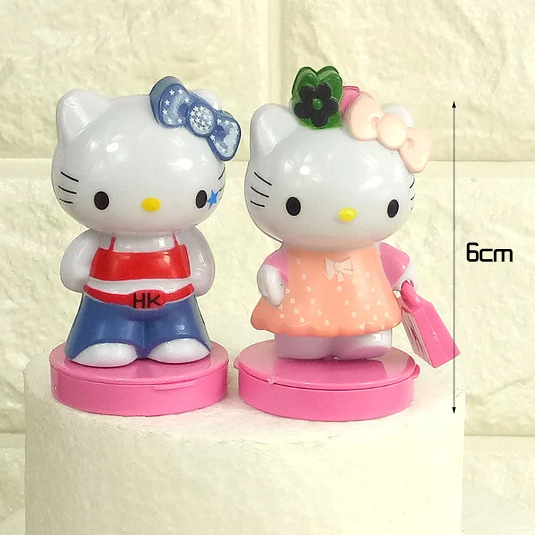 Кукла hello kitty, 8 шт. в упаковке, украшение торта KT Cat с основой, выпечка торта ко дню рождения, игрушка hello kitty, аниме фигурка, детская игрушка