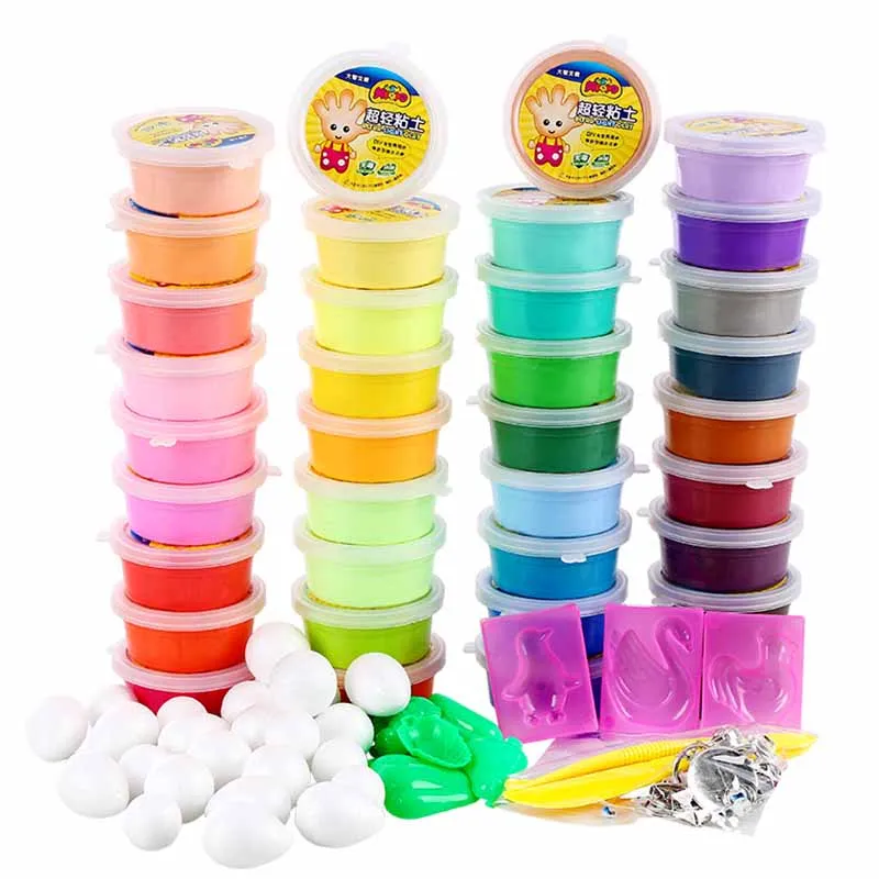 

36 Colors Air Dry Colored Modeling Clay Play Dough Playdough Set Kids Foam Clay Intelligent Plasticine Toys Polymer Clay Set