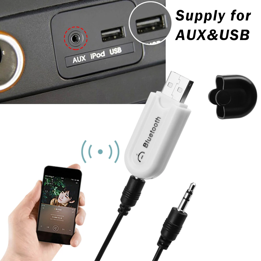Dual Output USB Bluetooth Receiver Wireless Audio Music Stereo adapter