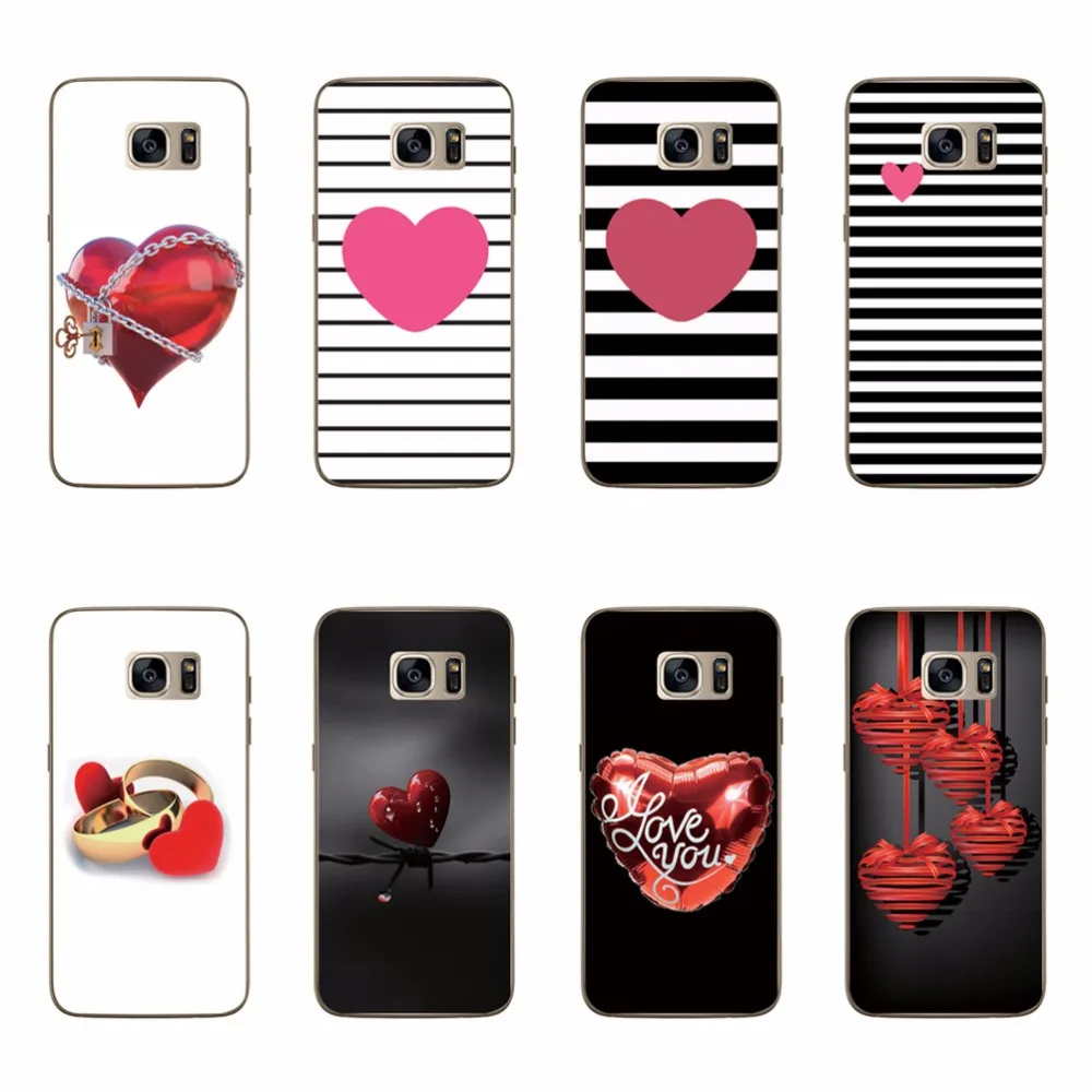 Cases For Samsung S7 Edge TPU Silicone Soft Back Cover Skin Transparent LOVE YOU Heart Design Phone Case Funda Coque