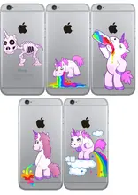 Clear TPU Cute Rainbow font b Unicorn b font Cases Cover For iphone5 5s SE 6