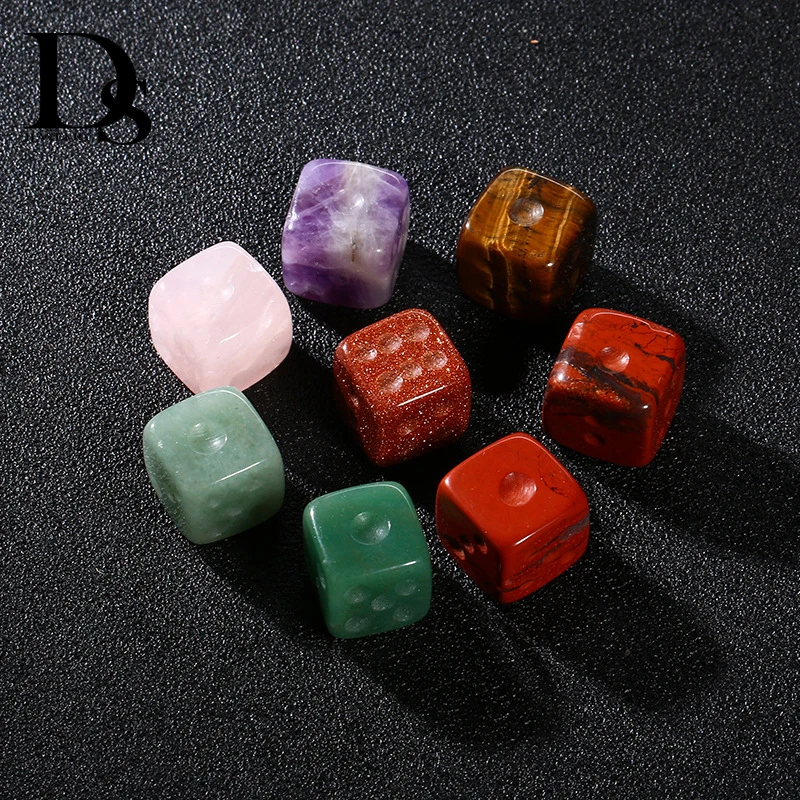 5 шт. 15 мм натуральный кристалл розовый кварц камни игральные кости тигерглаз