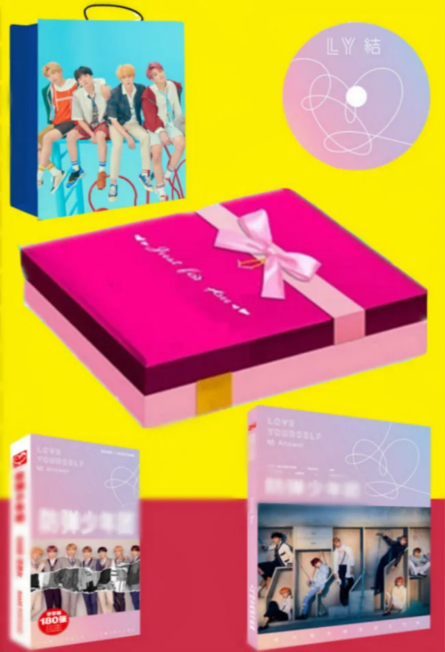 

[MYKPOP]Heat KPOP BOYS Album Photo Set: LOVE YOURSELF-ANSWER, CD+Post Card+Photo book+Bookmarks+Stickers SA19052606