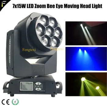 

Specialty DMX Stage Light 4-60 Degree Zoom Beam Bee Eye 7*15w LED RGBW Moving Head Wash Light with Upgrade Powercon Connector