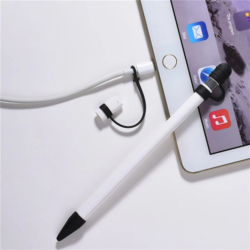

Silicone Anti-lost Top Cap Holder Nib Tip Cover Cable Adapter Tether Kit For iPad Pro 10.5 12.9 9.7 Apple Pencil Case