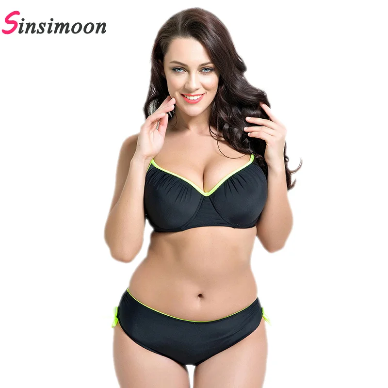 

2016 New Hot Bikini Swimsuit Female Steel Prop Gather Chest Size Solid Color Sexy Bikini Swimsuit Spa FB1693