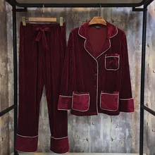 Женский пижамный комплект, женские осенние брюки с длинными рукавами, комплект из двух предметов, фланелевые пижамные комплекты для дома, пижамы, пижамы