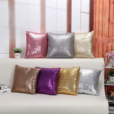 

6 Colors Shiny Bling Solid Glitter Sequins Bling Waist Cushion Cover Pillow Case Home Office Decoration