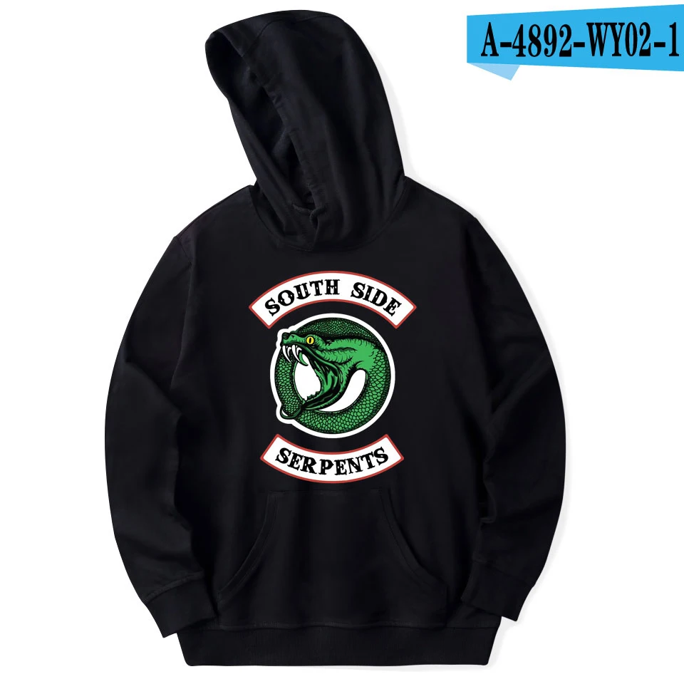 luckyfridayf Riverdale cotton oversized Hoodie sweatshirt south side serpents TV Drama Men/Women Streetwear Casual jacket coat - Цвет: A4892-WY02