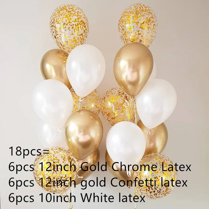 18pcs/lot 12inch Metallic Chrome Confetti Latex Balloon Baby Bridal Wedding Red Heart Bubble Helium Balls Party Decor Balaos - Цвет: As the picture