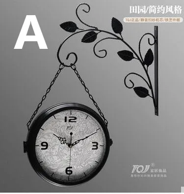 

Tqj tieyi brief rustic double faced clock quartz clock and watch mute table wall
