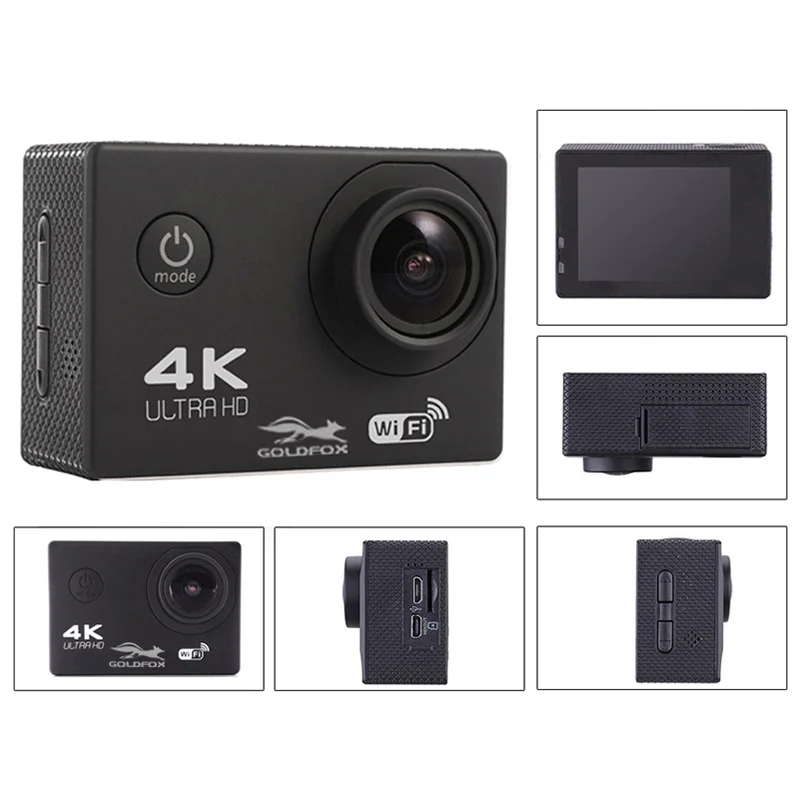 Экшн камера Ultra HD 4 K видеокамера с Wi Fi 16 МП 170 пикселей 2 дюйма f60 водонепроницаемая