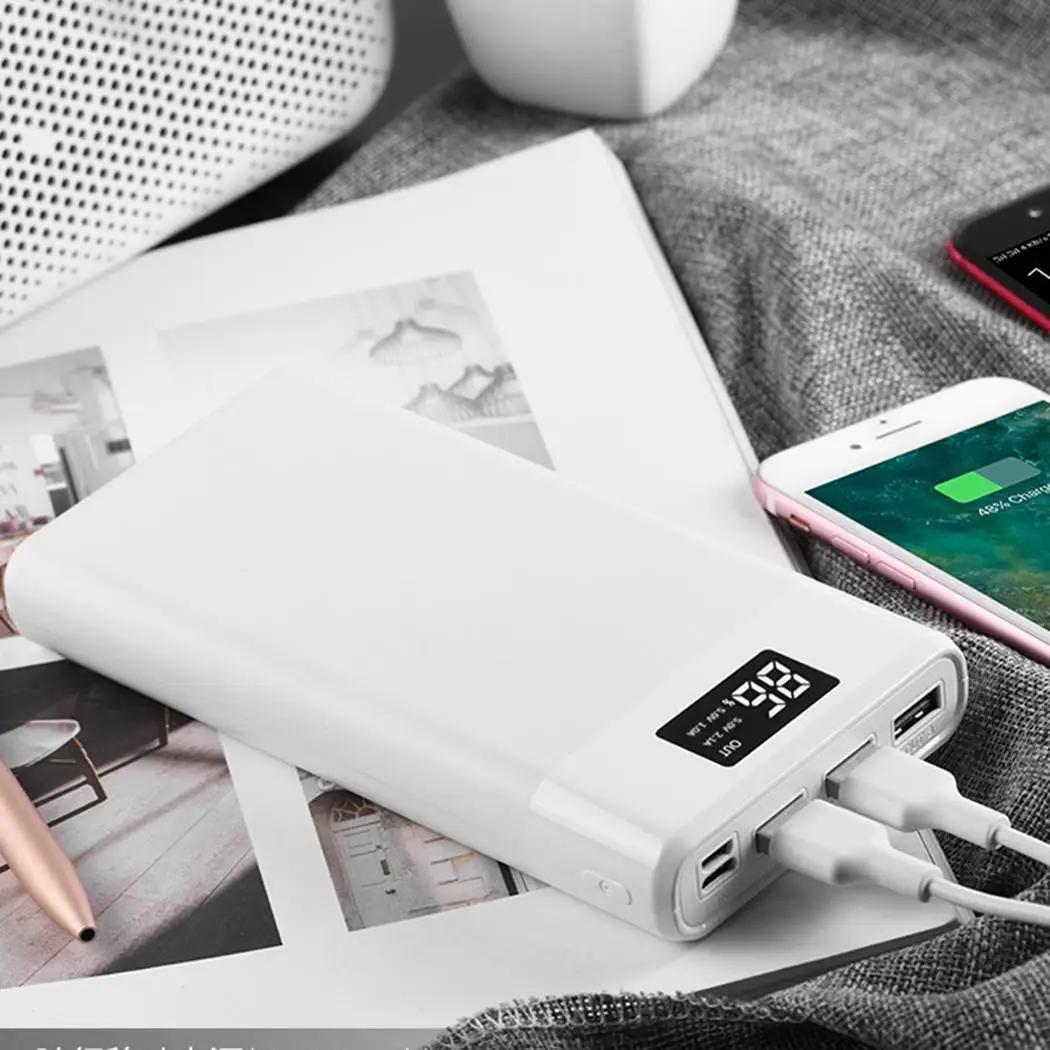 Портативный 30000 мАч мобильный телефон с тремя usb портами DC5V 2A Max светодиодный