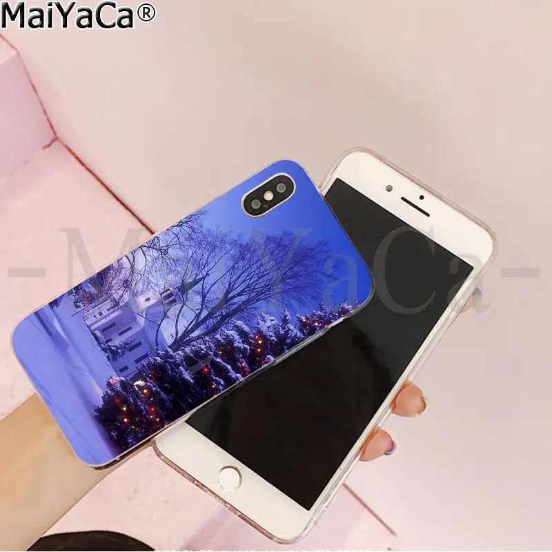 MaiYaCa пейзаж зимний светильник снег прозрачный мягкий чехол для телефона iPhone 5 5Sx 6 7 7plus 8 8Plus X XS MAX XR - Цвет: A3