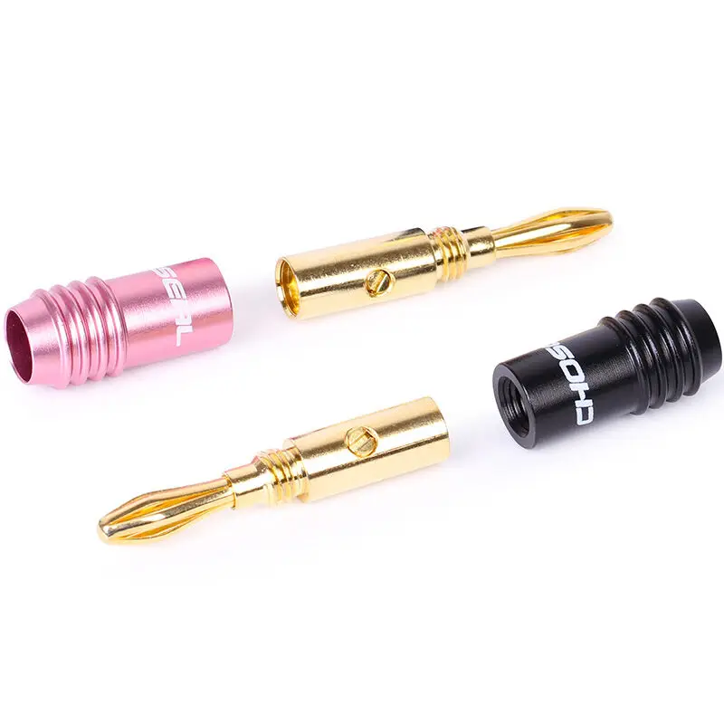 Choseal 4Pcslot QS6033 Banana Plugs JACK 24K Gold-Plated Connectors Amplifier Plug For Speaker Amplifiers  (1)