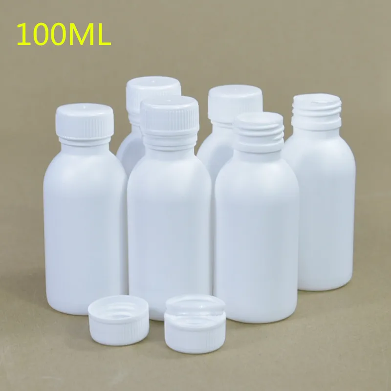 

10PCS/set 100ml HDPE Round plastic bottles with cap for water/beverage empty cosmetic bottle Food Grade Packaging container