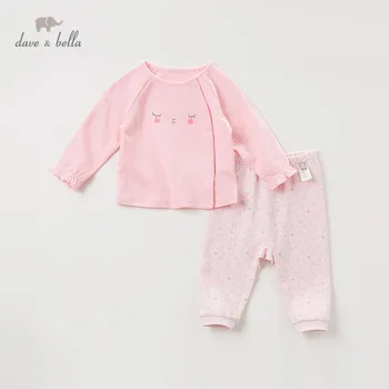 

DBH11384 dave bella autumn baby girls fashion pink cartoon clothing sets kids cute long sleeve sets children 2 pcs suit
