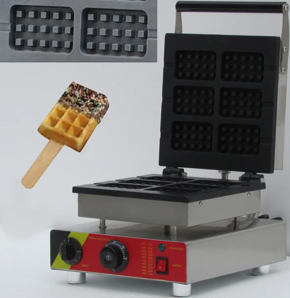 

6pcs 110v 220v Electric Commercial Chocolate Cream Waffle on a stick Maker Iron Machine Baker