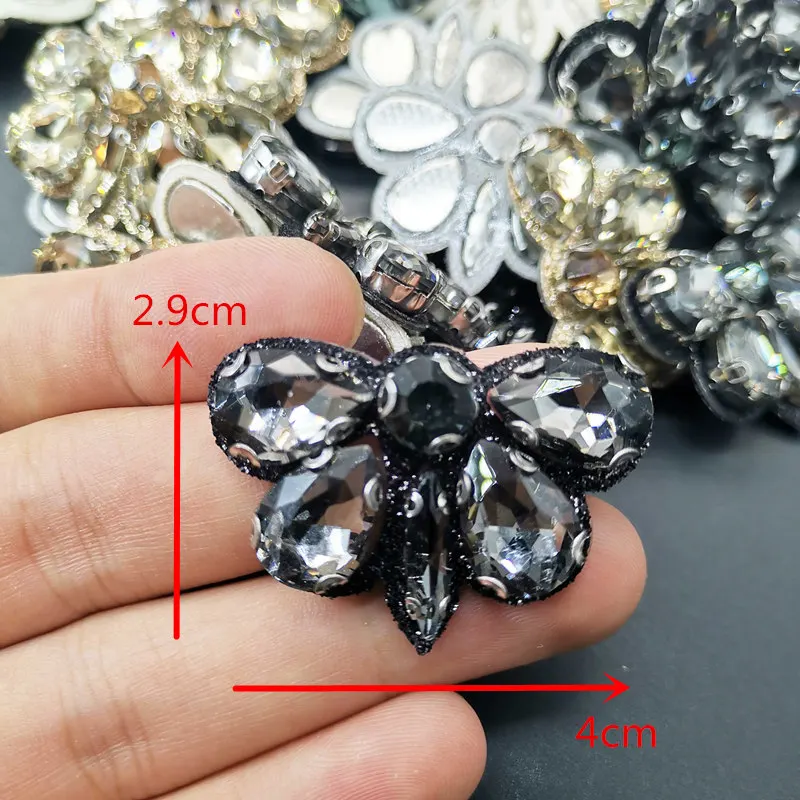 Высокое качество железа на кристаллах бисером патчи Горячая фиксация аппликация из страз для невесты створки платье сумки декор обувь цветок - Цвет: Butterfly black