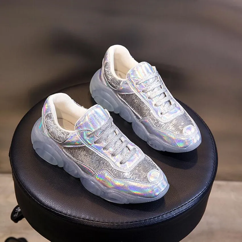

Transparent Sole Sneakers Women 2019 Fashion Bright Colorful Flat Shoes Women Round Toe Wild White Ladies Shoes
