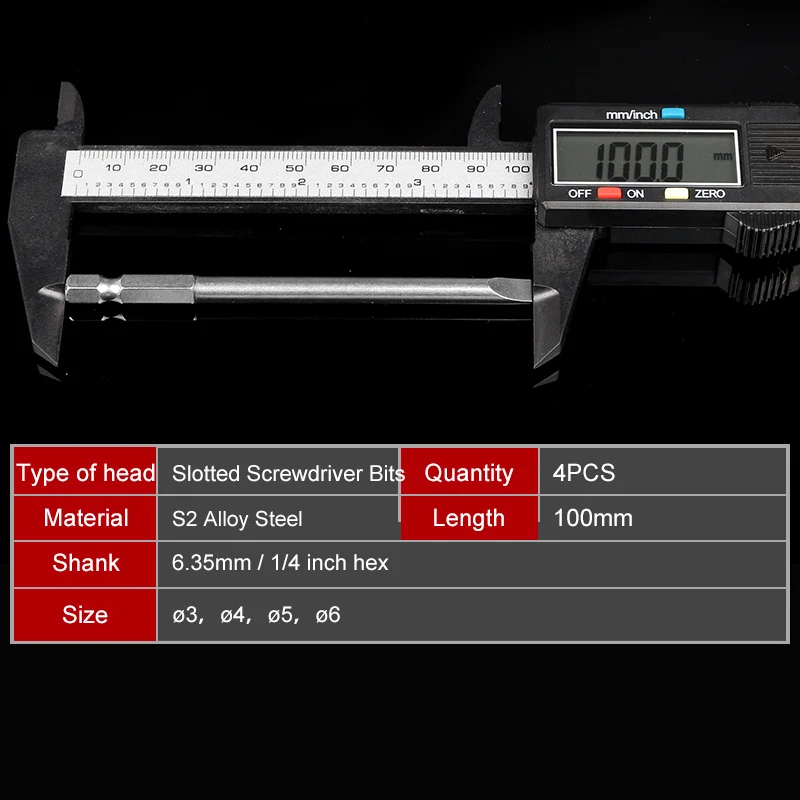 1 Набор 4 шт. магнитные прорези Отвертка Набор бит 1/" шестигранный хвостовик 100 мм длиной 3 мм/4 мм/5 мм/6 мм набор отверток