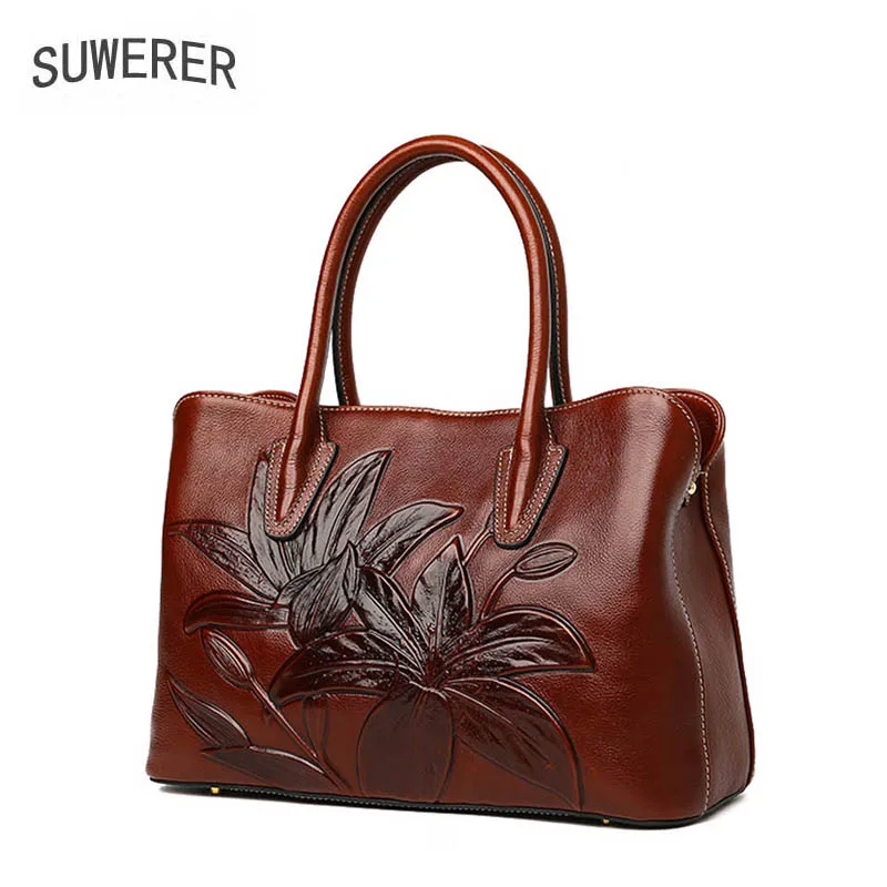 Suwerer Geprägte Luxus Überlegene Echtes Berühmte brown green Taschen Leder red 2019 Rindsleder Purple Frauen Handtaschen Neue black Marke Tasche rP7Hqrg