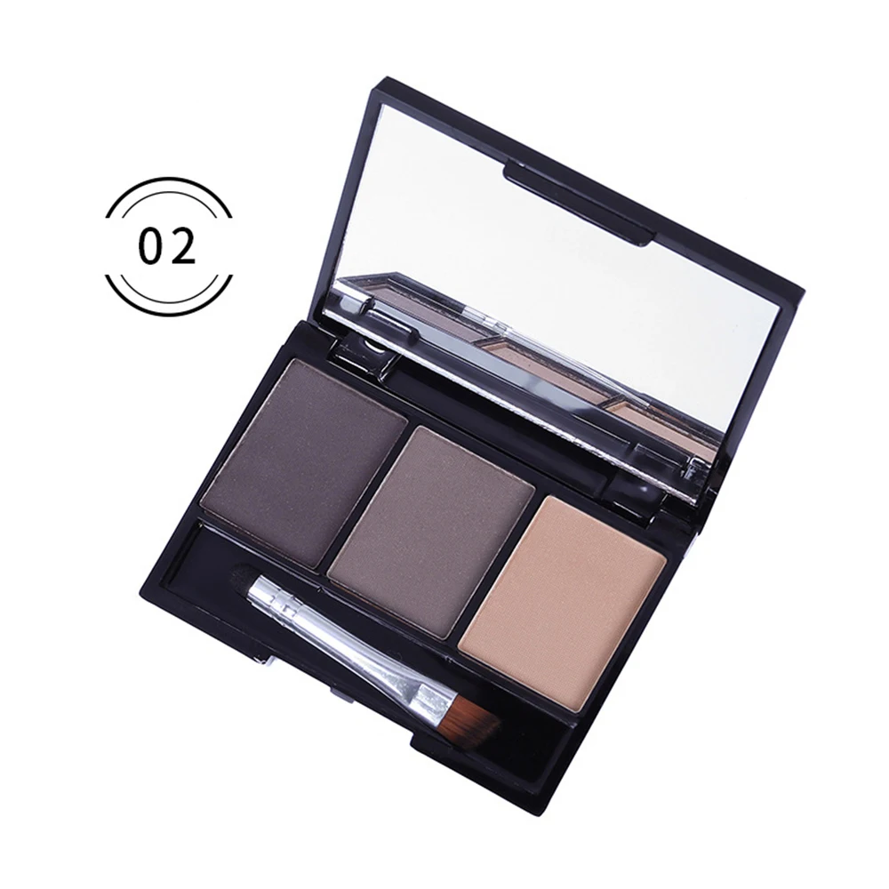 3Color Eyebrow Powder Palette Eyebrow Tatoo Cosmetic Eye Brow Enhancer Waterproof Makeup Eye Shadow with Brush Mirror Box TSLM1 - Цвет: 2