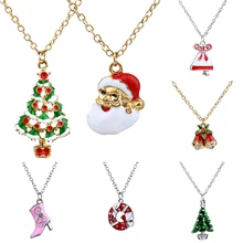 

New Christmas Series Necklace Santa Claus Christmas Tree Boots Bell Donut Pendant Christmas Halloween Funny Decoration Gift
